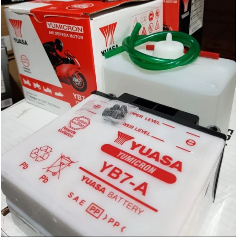 Aki Accu Motor YB7-A/YB7-A Original Yuasa Aki Basah 12v 8Ah