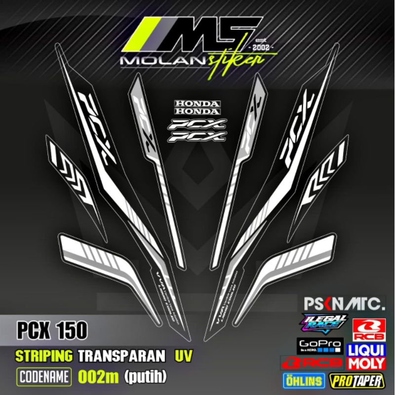 Decal Sticker Striping Variasi Transparan Uv PCX 150 2018-2021 Honda PCX Abs PCX Lokal Pcx 150 Thail