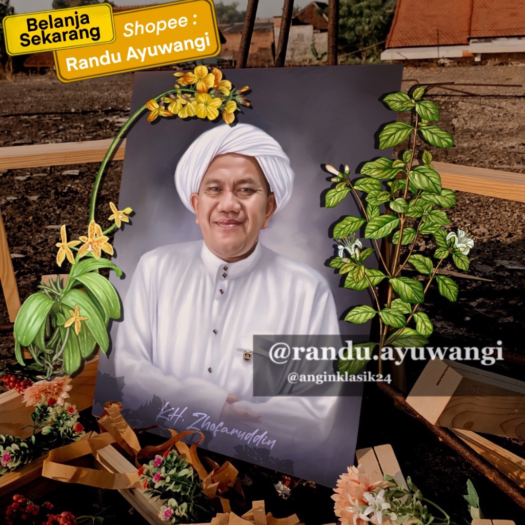 Lukisan KH. Zhofaruddin / Guru Udin diatas Papan MDF (Ukuran 30x40 dan 20x30 cm )Poster Ulama Poster