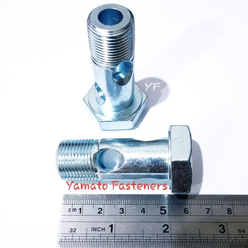 BAUT SOLAR 20 MM PANJANG 50 KUNCI 30 DRAT 1.5 UNIVERSAL M20 DOUBLE BANJO NIPPLE NEPEL DOBEL BENYO OR