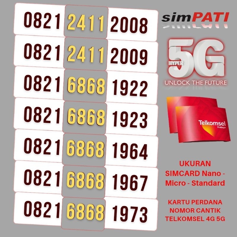 NOMOR CANTIK SIMPATI TELKOMSEL 4G 5G NOMER SIMPATI CANTIK KARTU PERDANA TELKOMSEL NOCAN SIMPATI ABAB