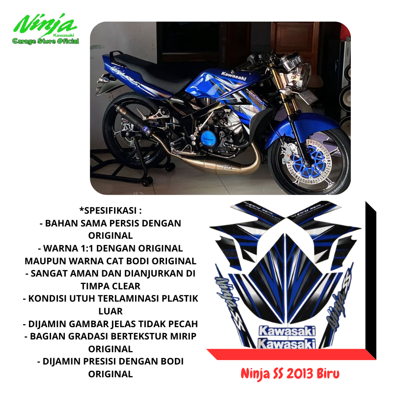 Striping Kawasaki Ninja SS 2013 Biru Original ( Metalik ) High Quality Full Set Berkualitas