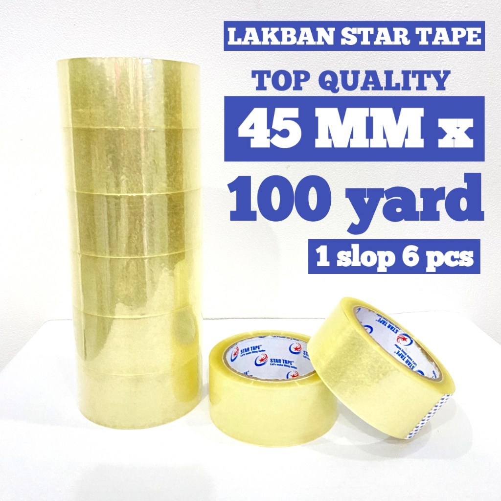 

LAKBAN ( 6 PCS ) CLEAR BENING BENING LENGKET STAR TAPE KUALITAS TERBAIK MURAH 100 YARD X 45MM