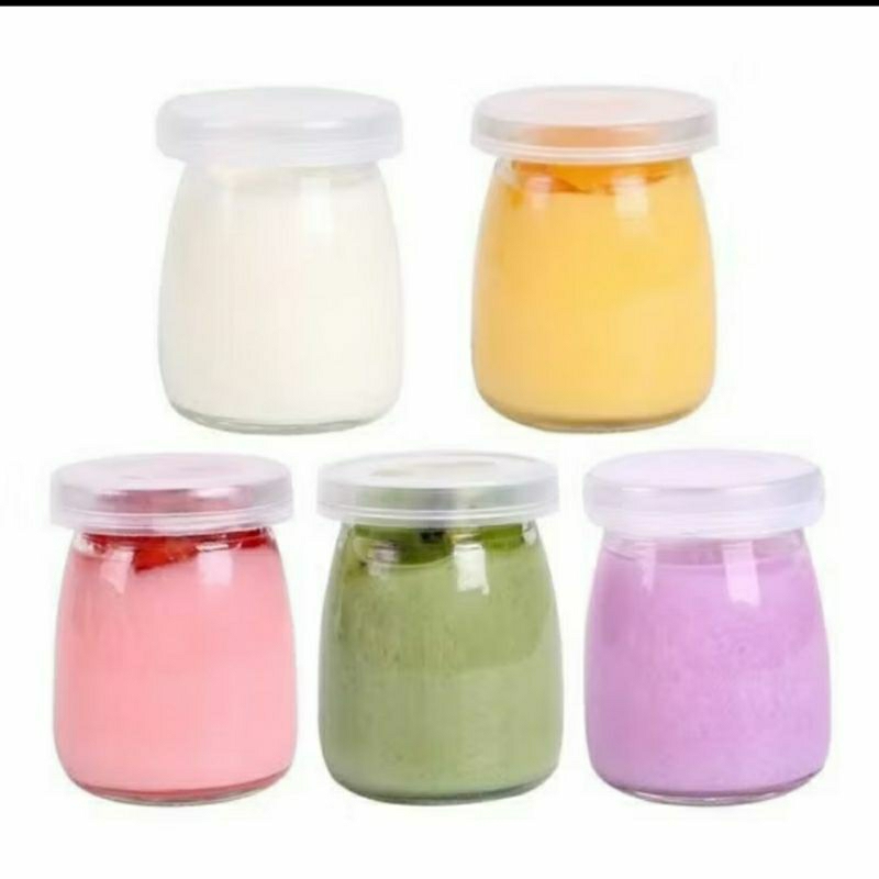 Botol Kaca Beling Tutup Putih Bumbu Saos Sampel Jar Kecil Selai Puding 100ML Toples Sampel Makanan K