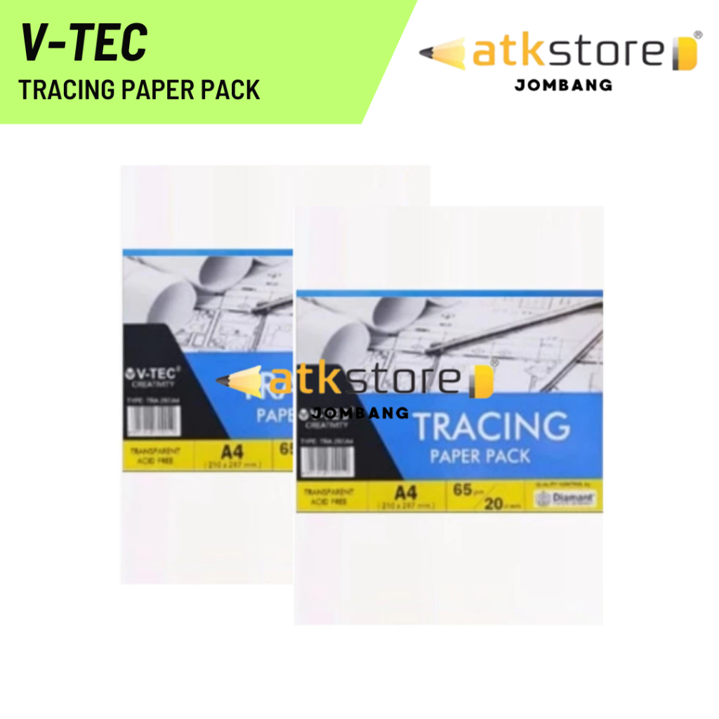 

V-TEC Tracing Paper Kertas Kalkir Jiplak A3 A4 65gsm Isi 20 Lembar