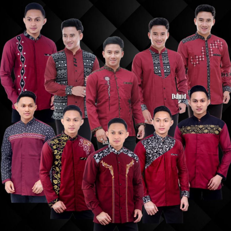 New Arrival Baju Koko Pria Dewasa Lengan Panjang Warna Maroon / Marun / Merah Tua / Merah Hati - Kom