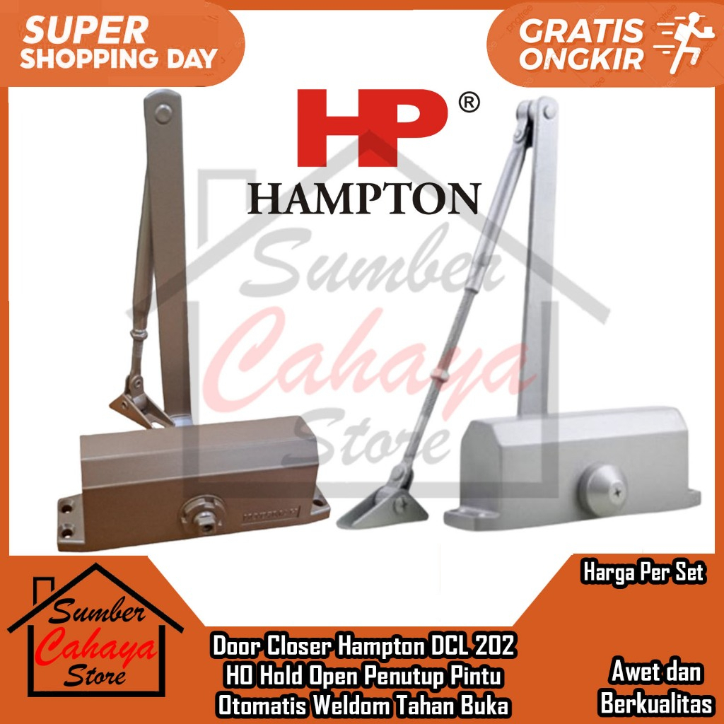 Hampton Door Closer DCL 202 HO Hold Open Brown White Silver Penutup Pengunci Penahan Engsel Pintu Ot