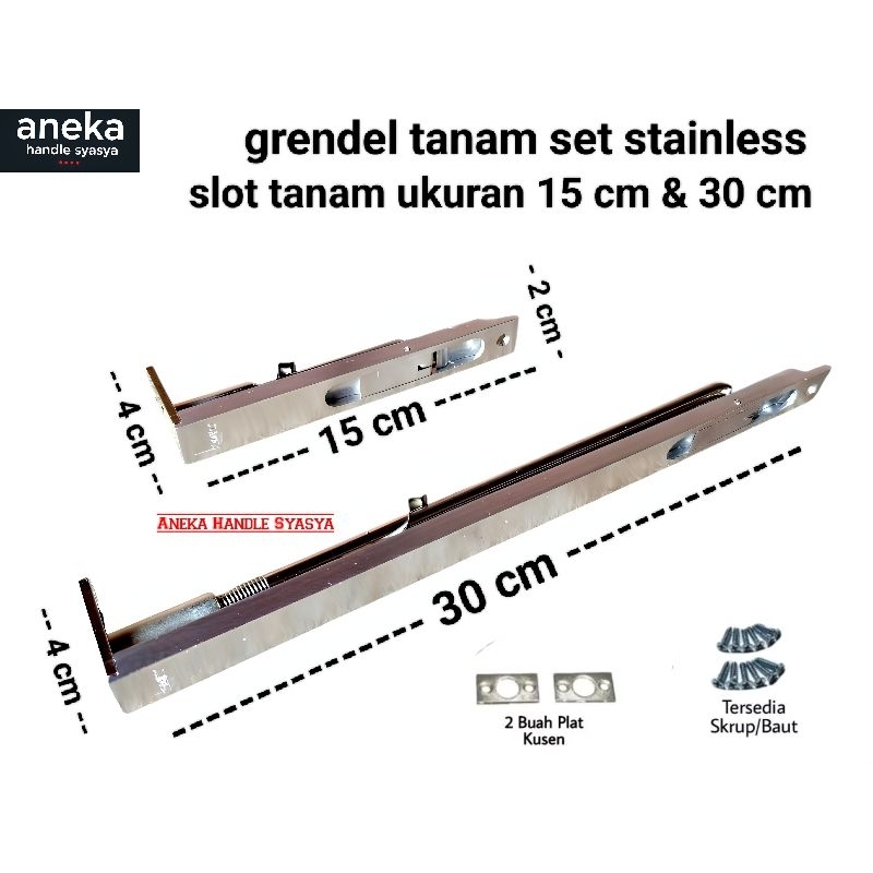 grendel tanam slot pintu tanam ukuran 30 cm & 60 cm