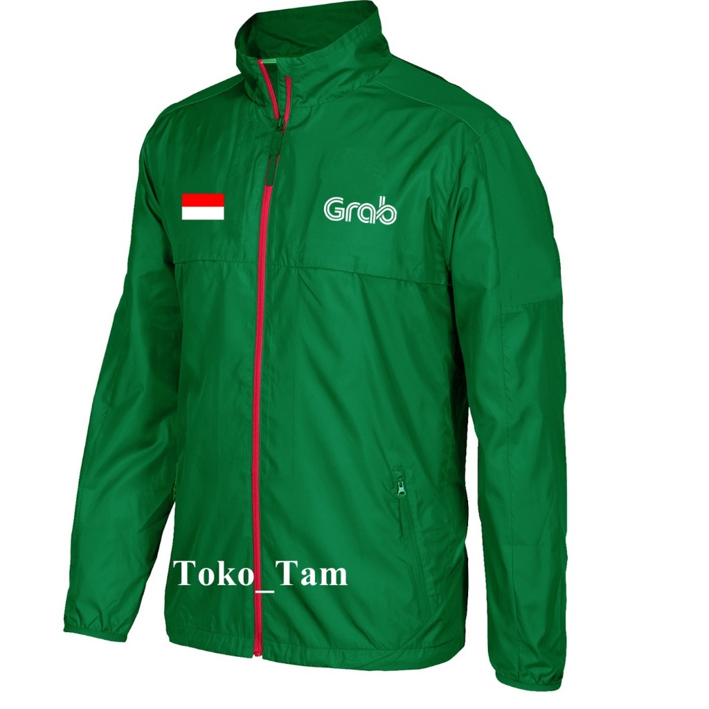 Diskon Jaket windbreakers distro driver ojol grab grabbike grabfood original Jaket parasut zipper gr