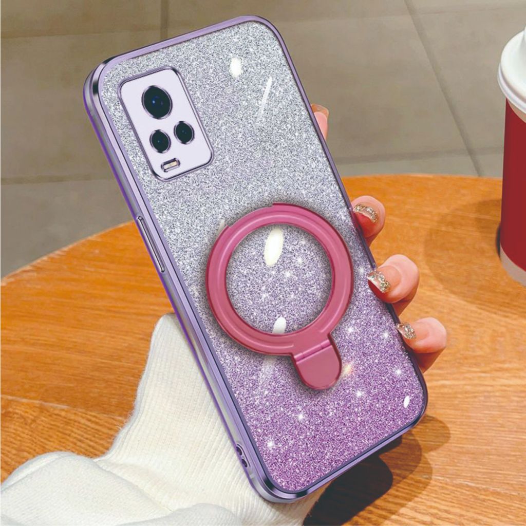Case Magsafe Vivo Y21 Y21s Y21e Y21t Y33s Y33t Luxury Gliter Premium TPU Ring Magnetic Soft Case