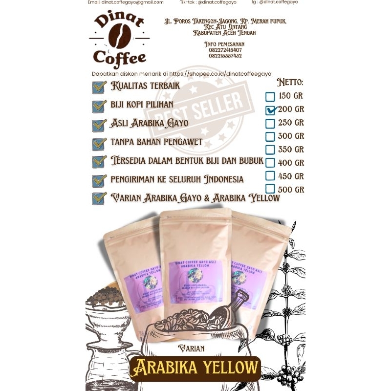 

Bubuk Kopi Arabika Yellow (100% terbuat dari biji kopi pilihan dengan kualitas terbaik)
