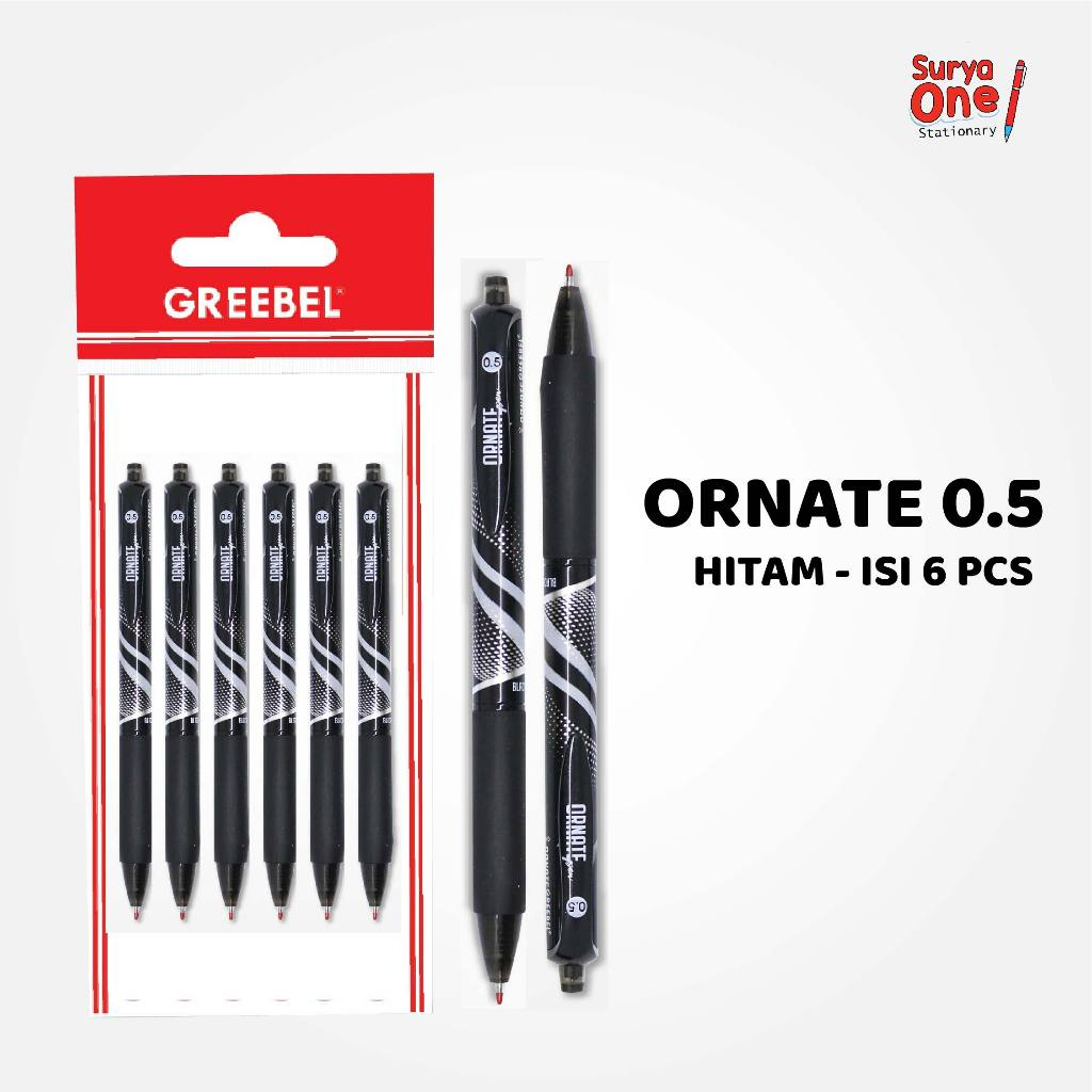 

Bolpoin Gel Greebel Ornate Hitam GP-505 (6 Pcs/Set) / Pulpen / Pena Gel Surayone