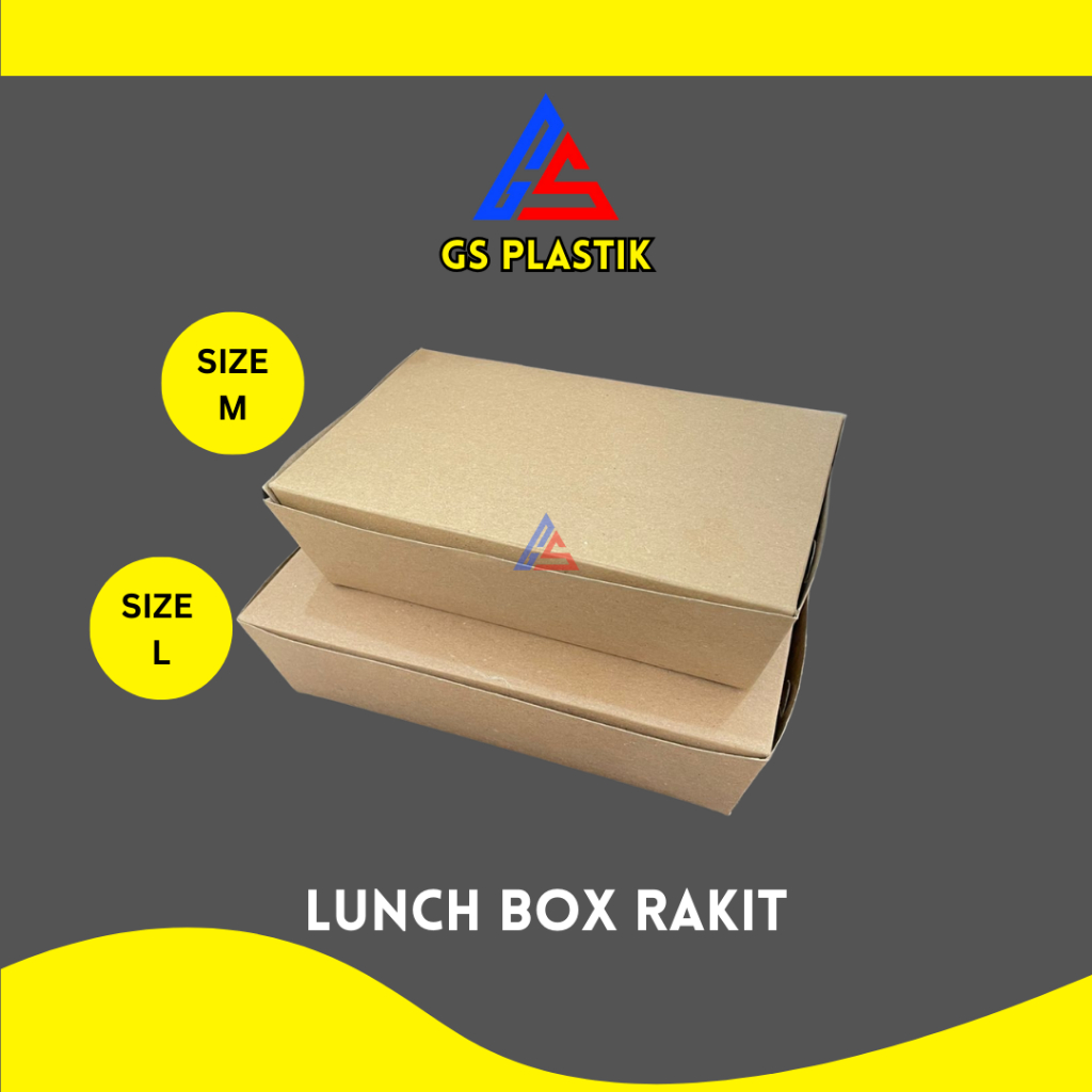 Lunch Box Kraft Rakit Paper Lunch Box Kotak Makan Kertas
