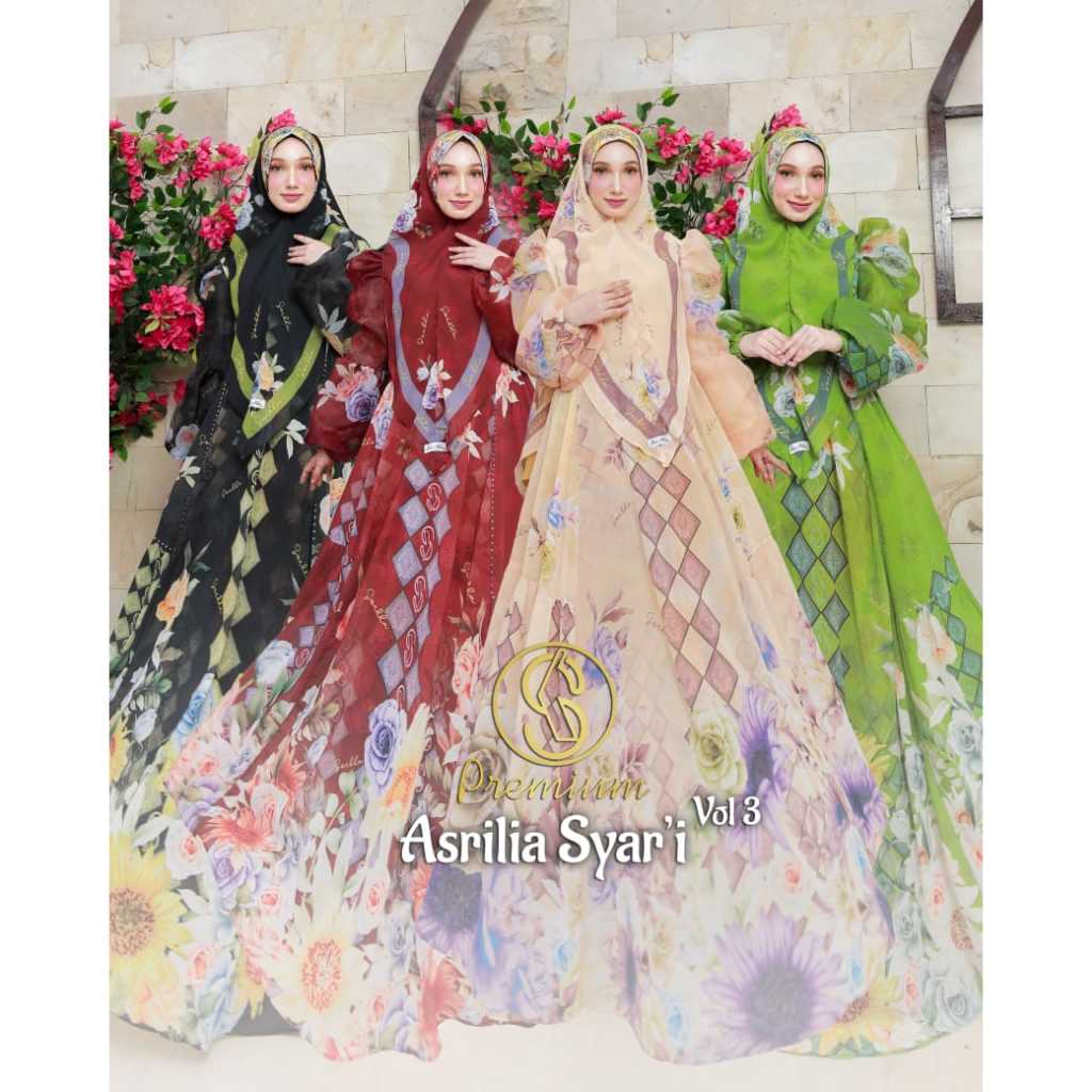 Asrilia Vol 3 By Soekha Premium Gamis Cantik Mewah Elegan Bahan Ceruty Babydoll Motif Digital Printi