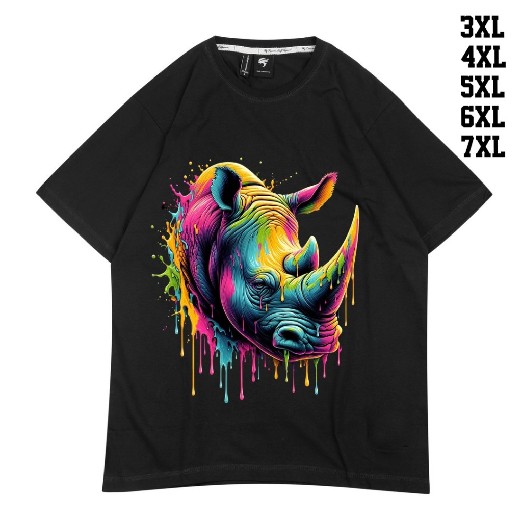 Kaos Pria Jumbo Rhino Pop Art T-shirt 4XL-7XL
