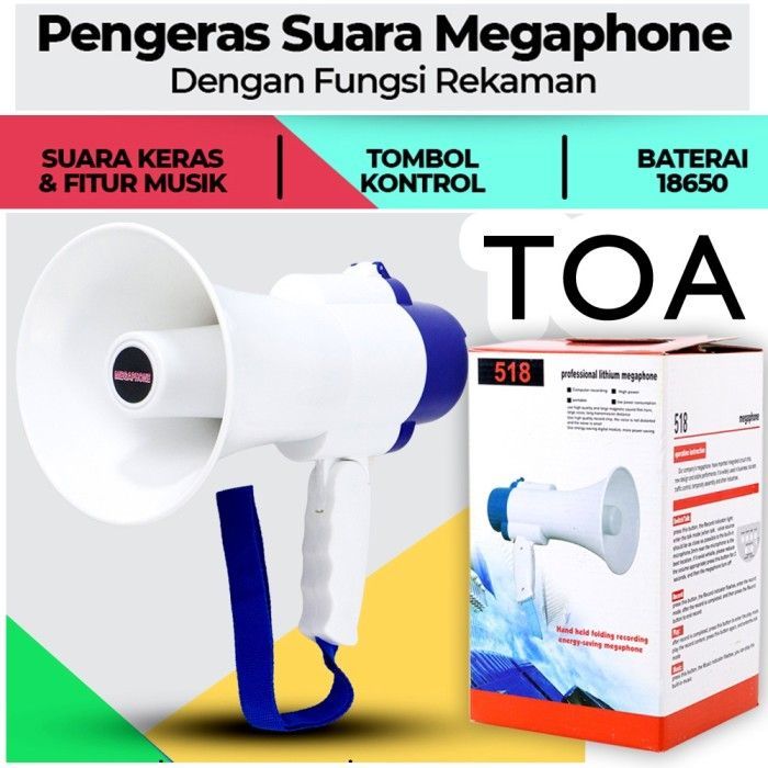 Pengeras Suara Portable Toak Megaphone Fungsi Rekam Rechargeable Toa Demo Mega Phone Rekaman Jualan 
