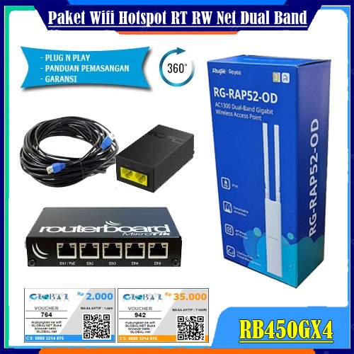 Paket Alat Usaha Wifi Sistem Voucher RT RW NET Ruijie Reyee RG-RAP52-OD Dual-Band