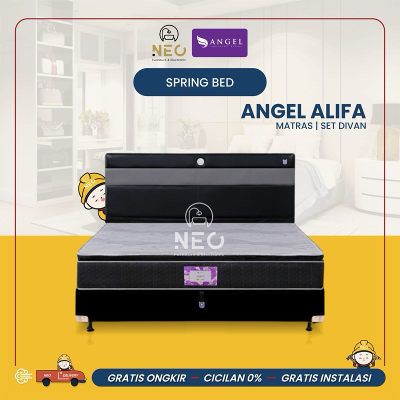 NEO - SPRINGBED ANGEL ALIFA FULLSET  KASUR AJA MATRASS ONLY SET DIVAN RANJANG  TEMPAT TIDUR  KING SI