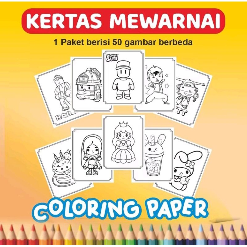 

Kertas Mewarnai Coloring Paper isi 50 Lembar