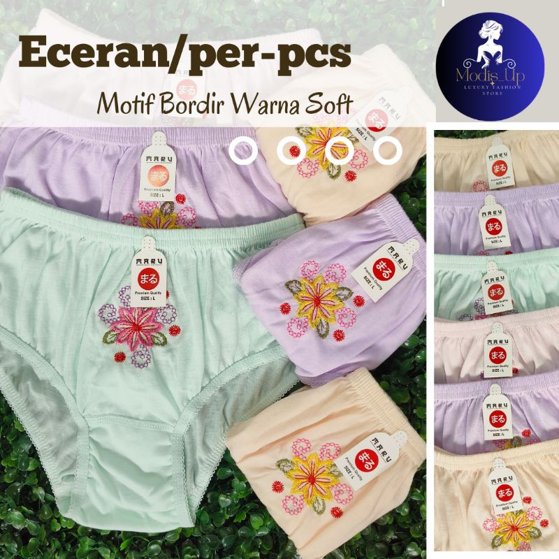 Modis - Celana Dalam Wanita Dewasa | Bordir Bunga | Katun Premium Lembut | CD JUMBO Size Bumil / Jad