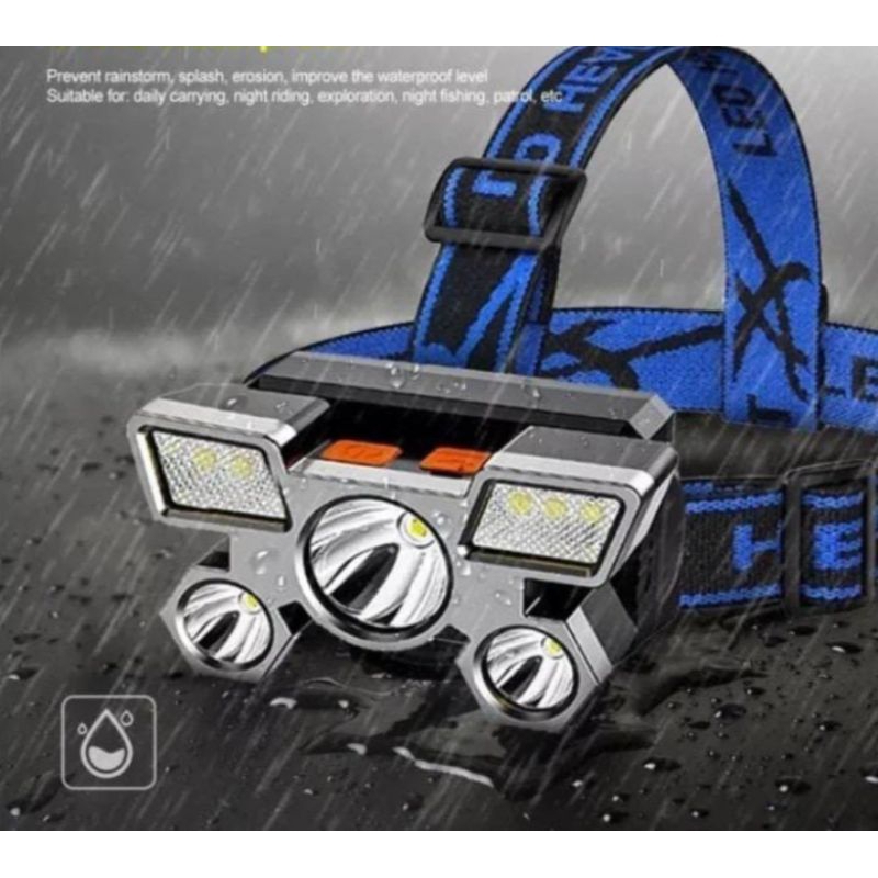 Senter kepala mini 5 LED 30 + 10w chargeable /Senter kepala mini