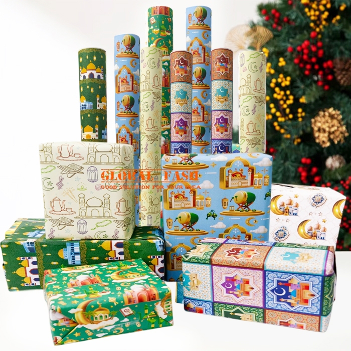 

isi 10 Kertas Kado Lebaran Islamic-B / Kertas Bungkus Kado Lebaran Ramadhan Motif Islamic - B