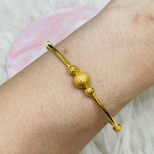 gelang bangle bola kristal simple elegant emas asli kadar 875