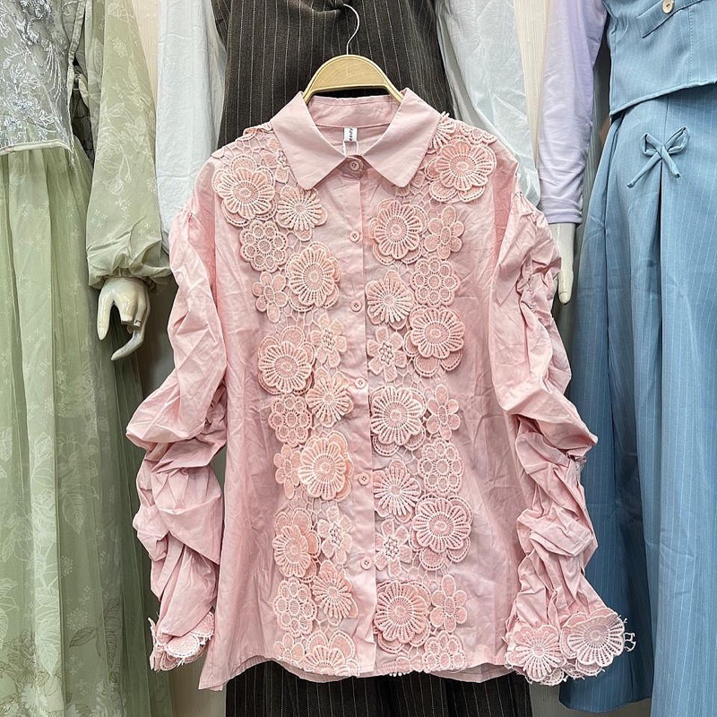 Blouse Katun Import Aplikasi Renda