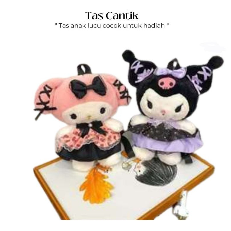 tas boneka sanrio/tas bulu kuromi/tas bulu sanrio/tas bulu melodi/Tas Bulu Ransel Boneka Sanrio Cinn