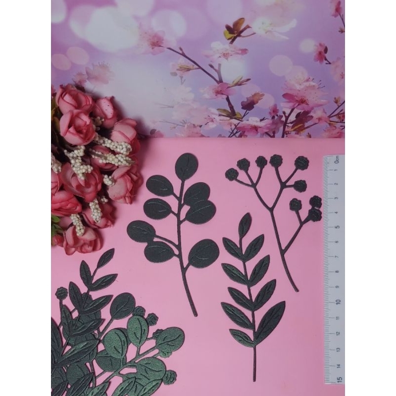 

Daun simple + (isi 9 pcs) masing-masing 3 pcs - die cut / dies cut / cut dies / diy scrapbook / journal