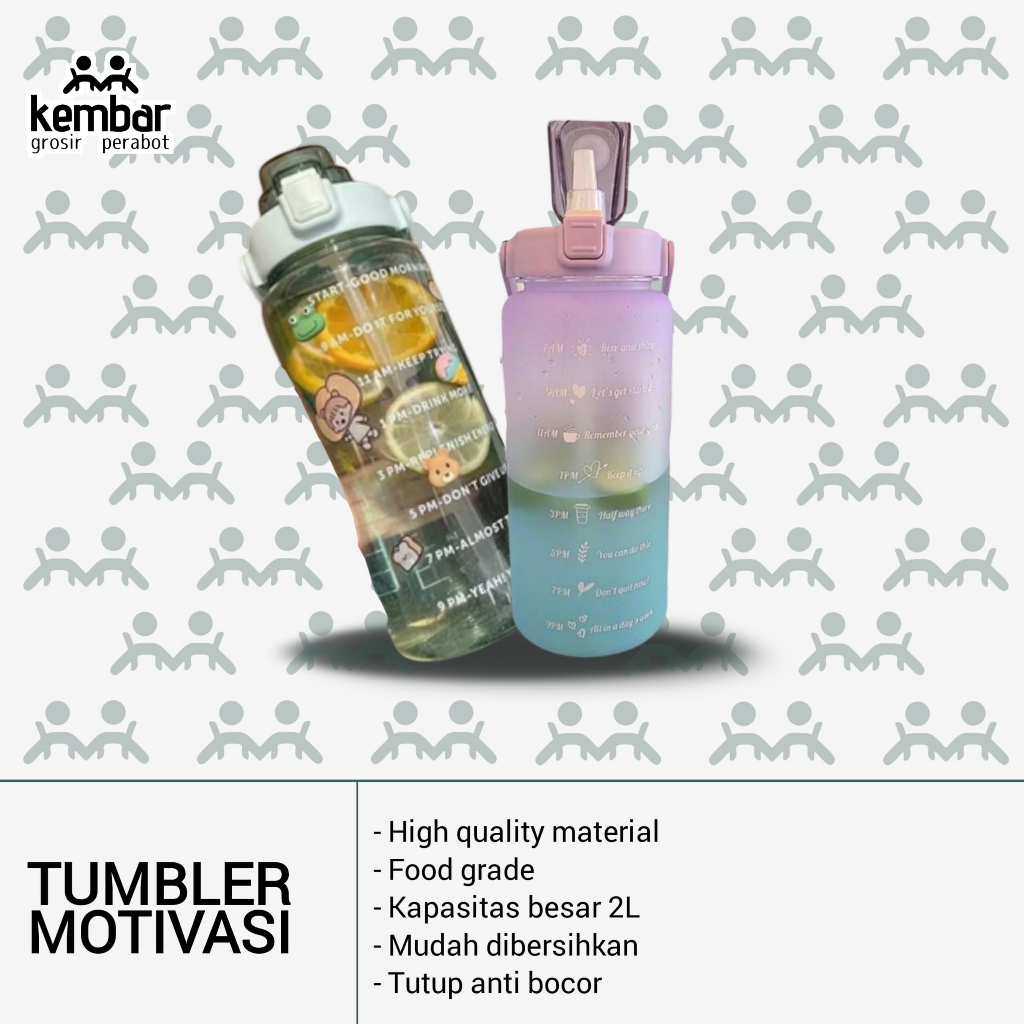 ( BISA COD ) BOTOL MINUM VIRAL MOTIVASI 2L Bening / Botol 2L Transparan Free 3D&2D Packing Bubble - 