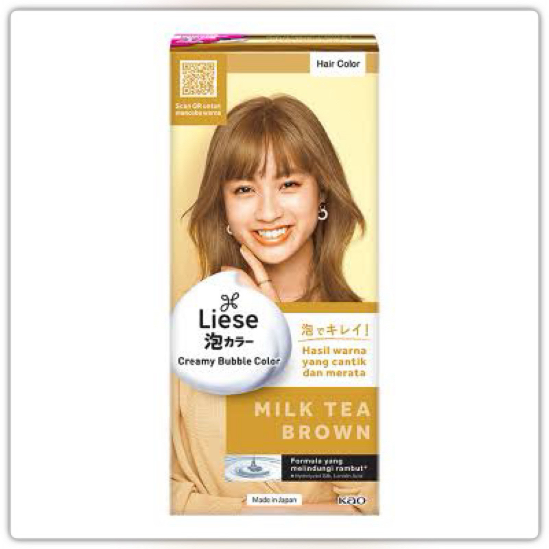 Liese Creamy Bubble Hair Color Foam Milk Tea Brown - Cat Rambut Permanent Coloring