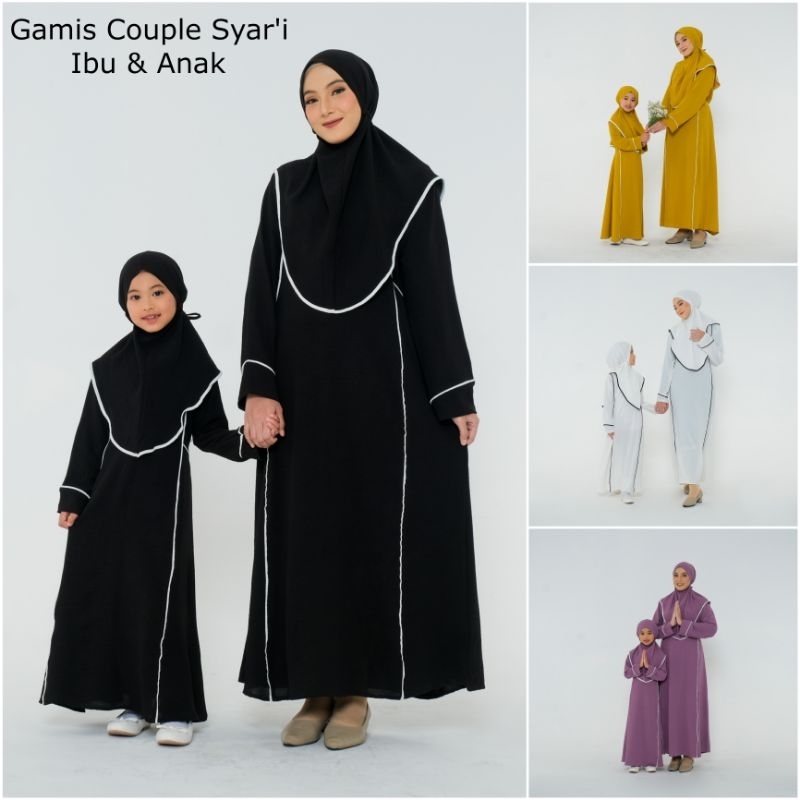 Gamis Set Hijab Couple Syar'i Ibu dan Anak Syari Keluarga Perempuan Muslim Gamis Set Hijab Terbaru 2