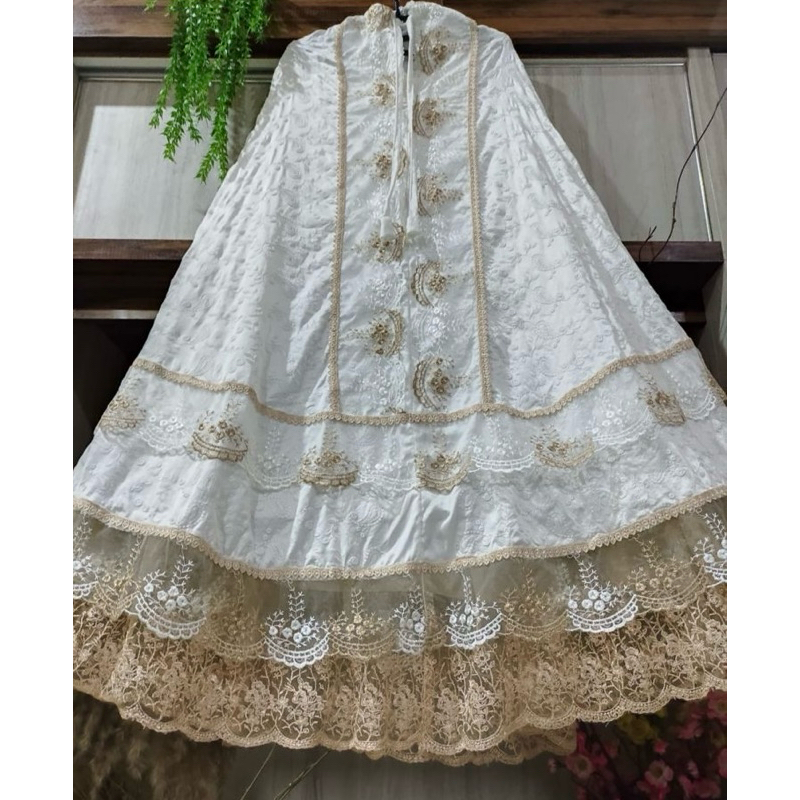 mukena dewasa bahan sutra paris premium renda tile