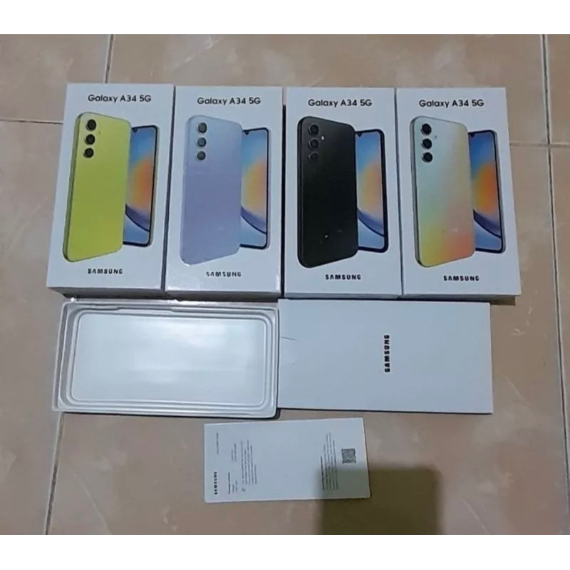 

dus box Samsung A34 5G ready semua warna free request sticker