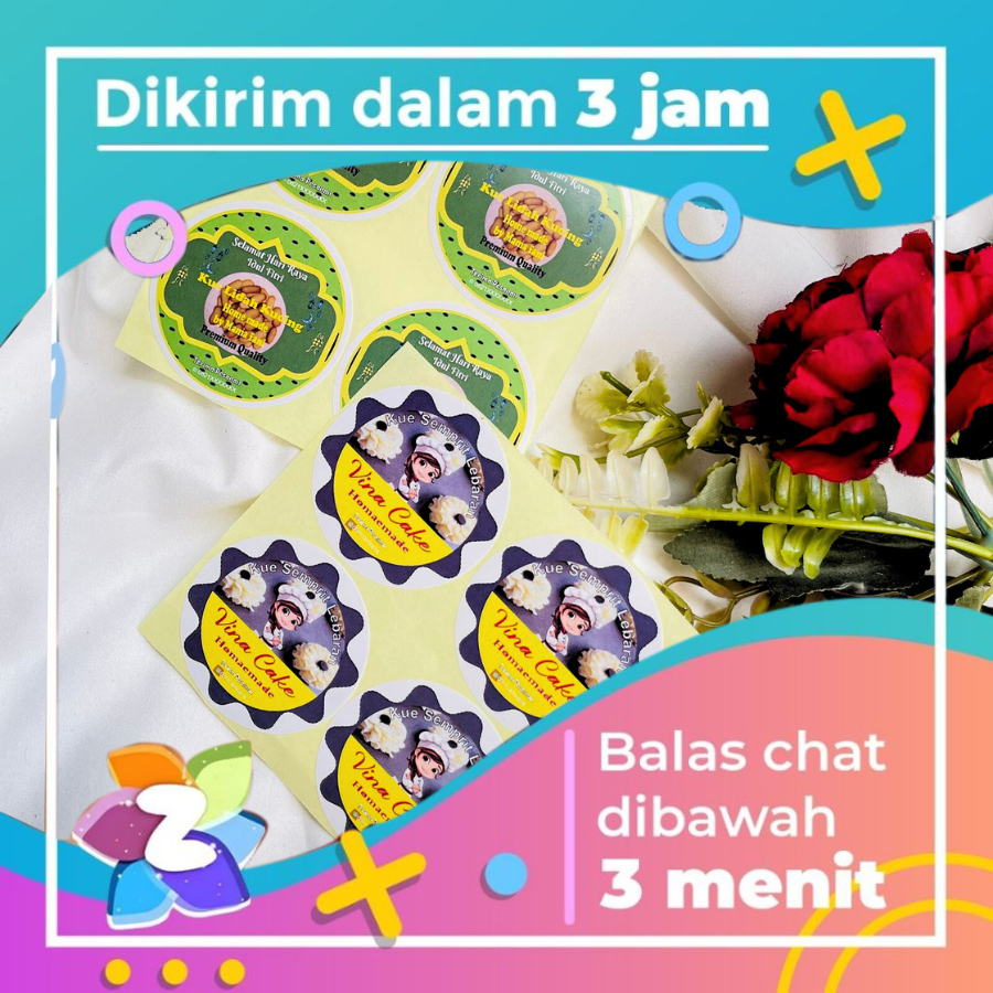 

2-4 Zennida Print Sticker Kecil Bulat Tema Cookies Idul Fitri Stiker Chromo Kue Kering Lebaran