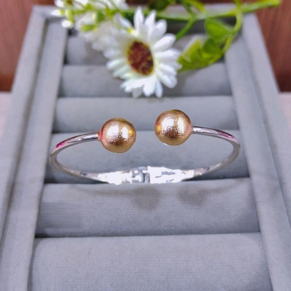 Gelang Bangle Pentol Gold Titanium Gelang Tangan Replika Perhiasan Premium Gold
