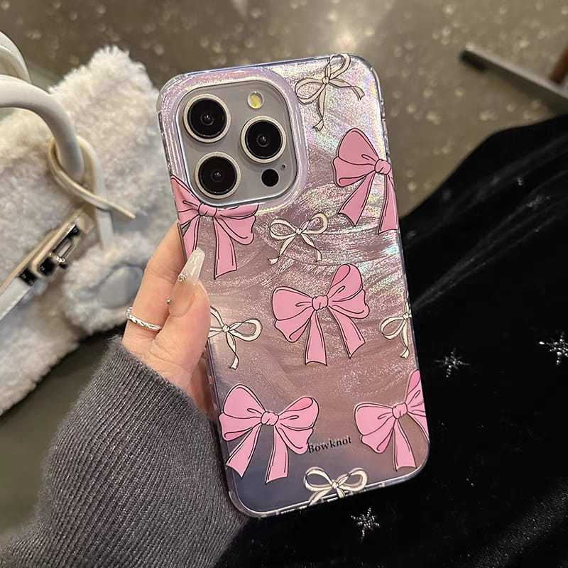 FANSTORE_PKU - # C1 / Hard Case Luxury  / iPhone / Pink Pita / Ribbon / Hologram / 11 12 13 14 15 Pr