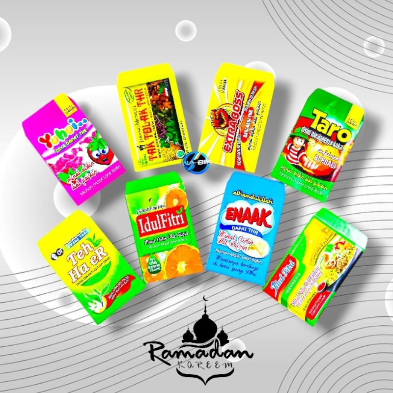 

100 lembar Amplop lebaran angpao lebaran gambar snack seri V ukuran medium mix gambar