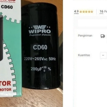 

Capasitor 200 uf WIPRO Kapasitor Dinamo Starting Capacitor 200uf mikro