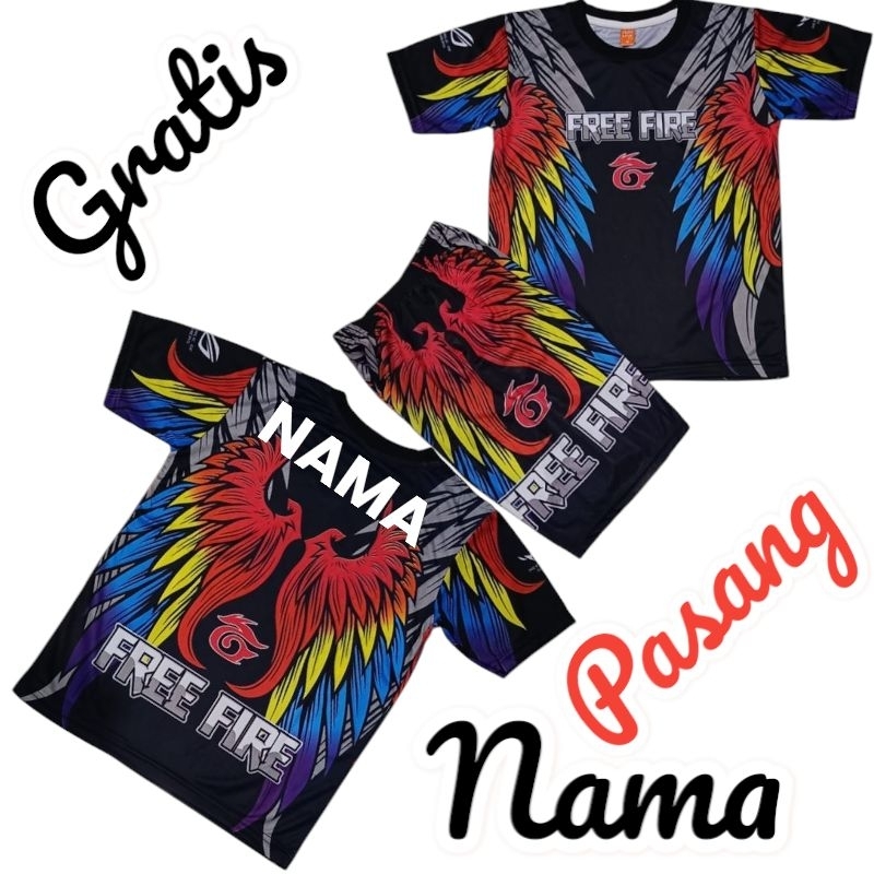 setelan baju gaming Free Fire anak,bisa custom nama anak