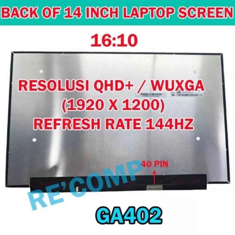 LAYAR LED LCD ASUS ZEPHYRUS G14 GA402 GA402X GA402NV GA402XI GA402XV GA402RJ 14 INCH WUXGA 144HZ