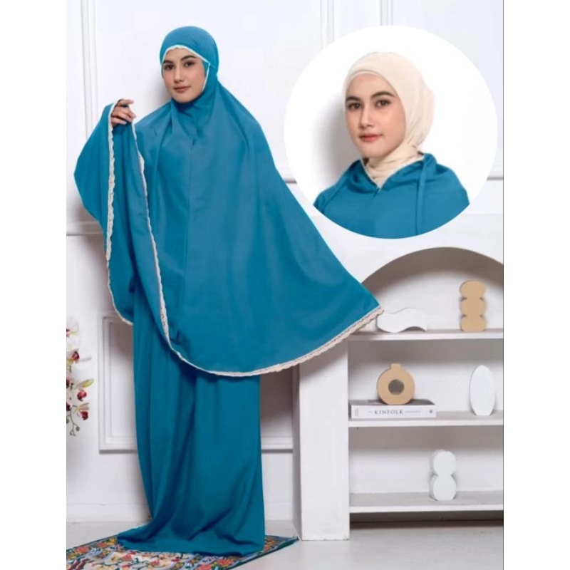 Mukena Dewasa Katun Micro Premium 2 in 1 Jumbo - Travel Friendly, Adem dan ringan Free Puch Cantik -