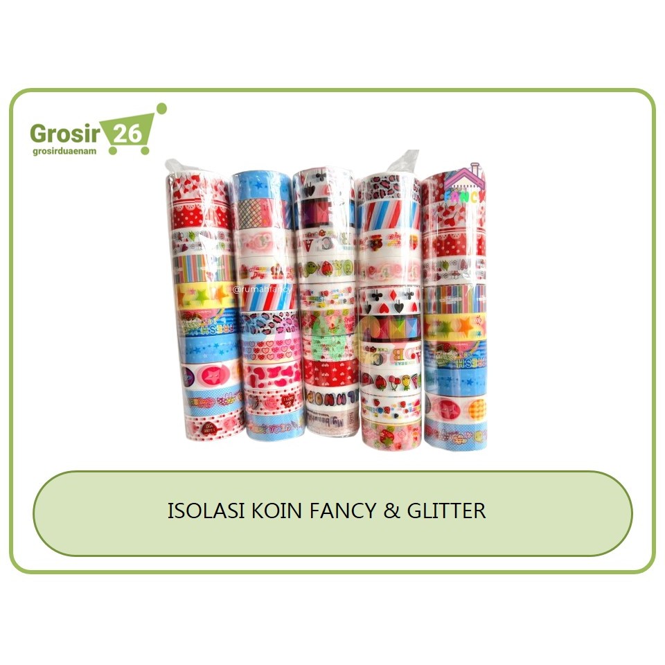 

(1 BATANG) LAKBAN ISOLASI KOIN SOLASI CELLO TAPE MOTIF FANCY | GLITTER