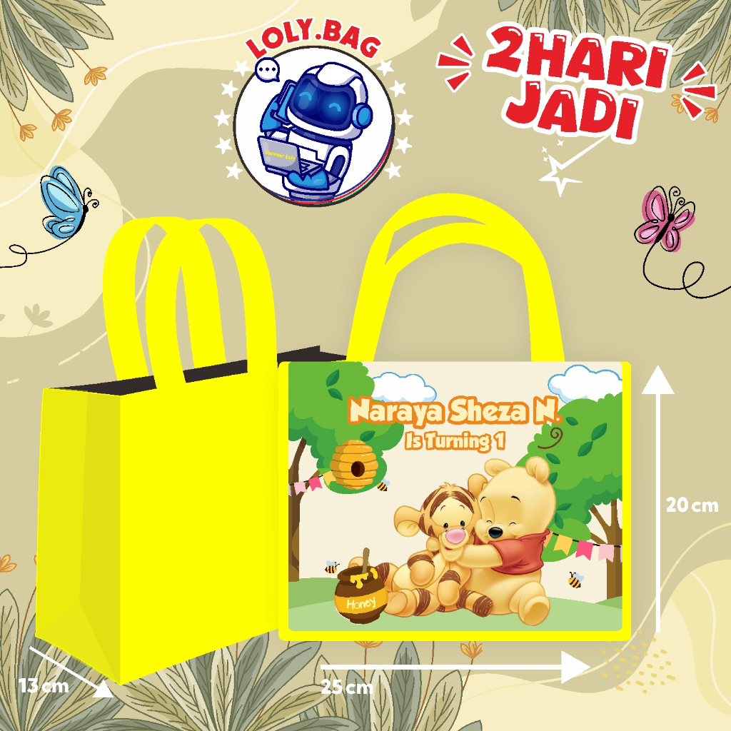 

Tas Ultah / Tas Ulang Tahun Murah/Goodie bag murah/souvenir ultah/Tas tema Winnie the pooh