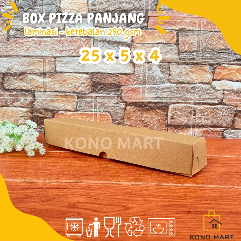 Box Pizza Panjang 25x5x4 Kraft Laminasi 290 gsm / Box Long Pizza / Box Sosis Corndog Bakaran / Box P