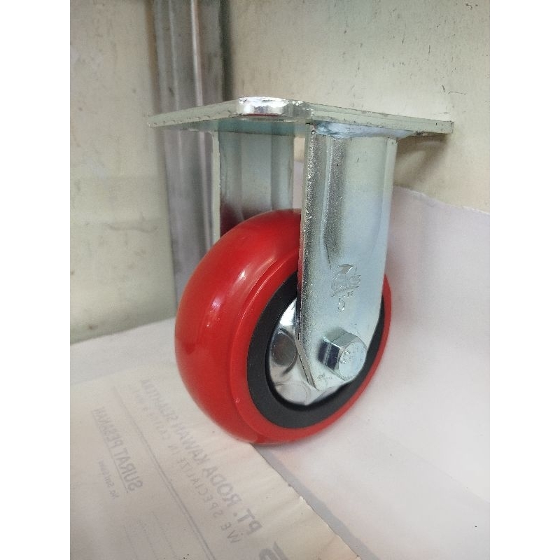 RKS - Roda 5" inch PU Heavy Duty Double Bearing Caster Hidup Mati Rem Roda Troli 5 Inchi