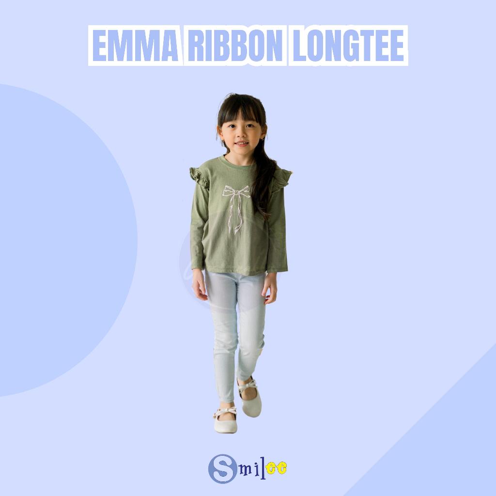 Smilee Emma Olive - Ribbon Longtee Anak Perempuan [Size 1-5 Tahun] Baju Kaos Cewek