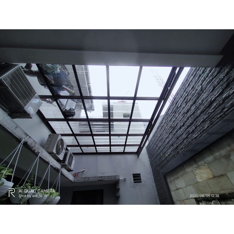 kanopi Bajaringan atap spandek transparan