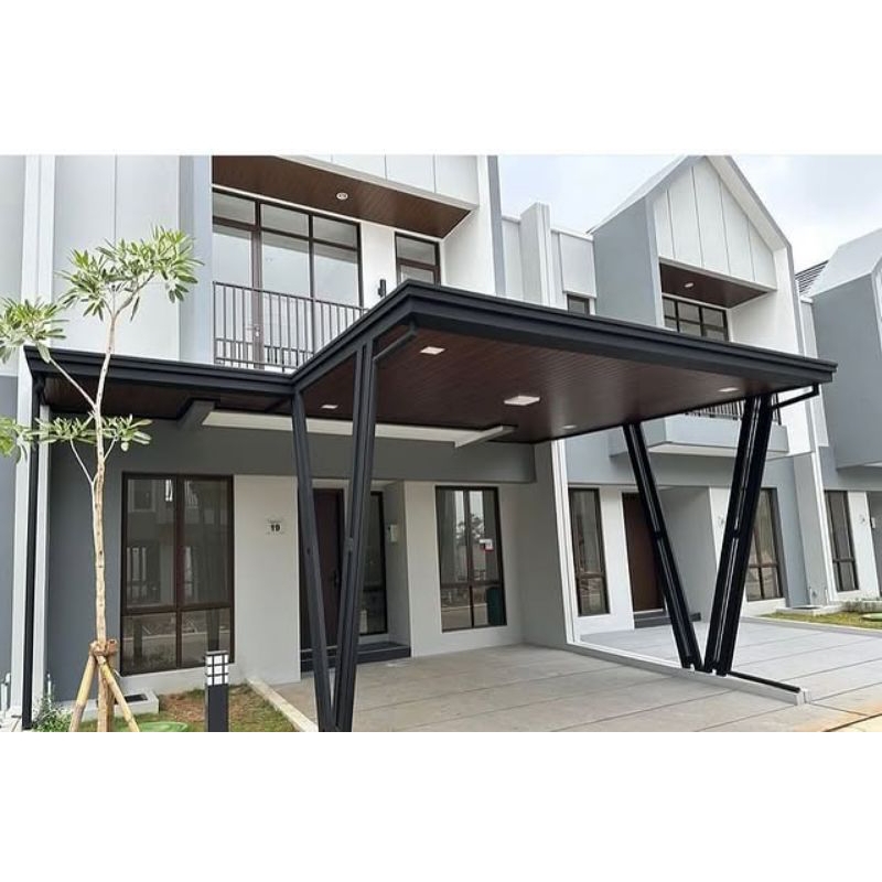 kanopi besi hollow atap Alderon Double + plafon pvc